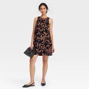 3/$25 NWOT Chic Black and Brown Patterned Dress - A New Day